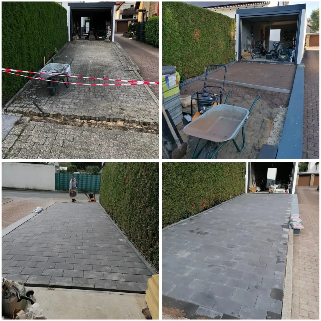 Einfahrt vor der Garage: Rückbau, Schotterbett und neues Pflaster